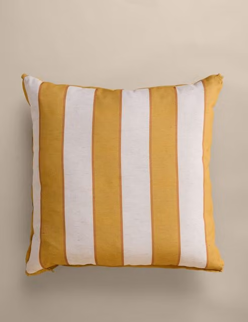M&S Set of 2 Square Striped Outdoor Cushions in Yellow Mix