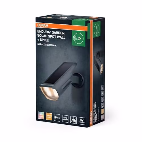 Osram Solar RGB LED Spotlight in Grey with Ground Spike and Wall Mount, Dusk Sensor, IP44 Protection for Garden and Terrace – 2