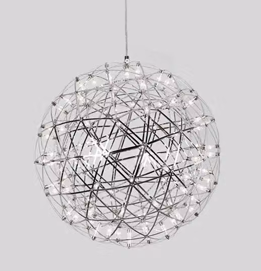 CGC Lighting Fawkes LED Pendant Light Chandelier, Silver Chrome Starburst Design, Warm White, Diameter: 80 cm – 3
