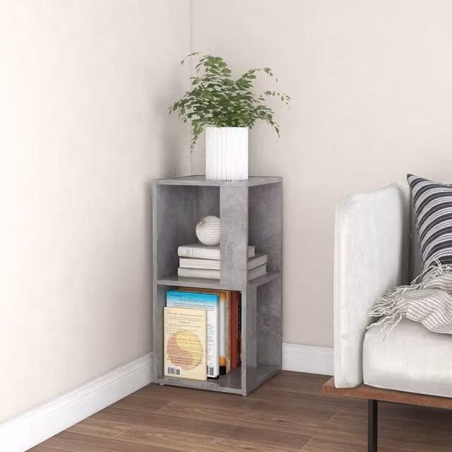 Berkfield Home Rustic Corner Cabinet in Concrete Grey, W/D/H: 33 x 33 x 67 cm