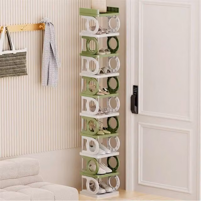 SPETLEK 10 Tier Shoe Rack Stand Slim Tall Footwear Organiser, Multicolour, H 153.5 x W 26.0 x D 24.0 cm
