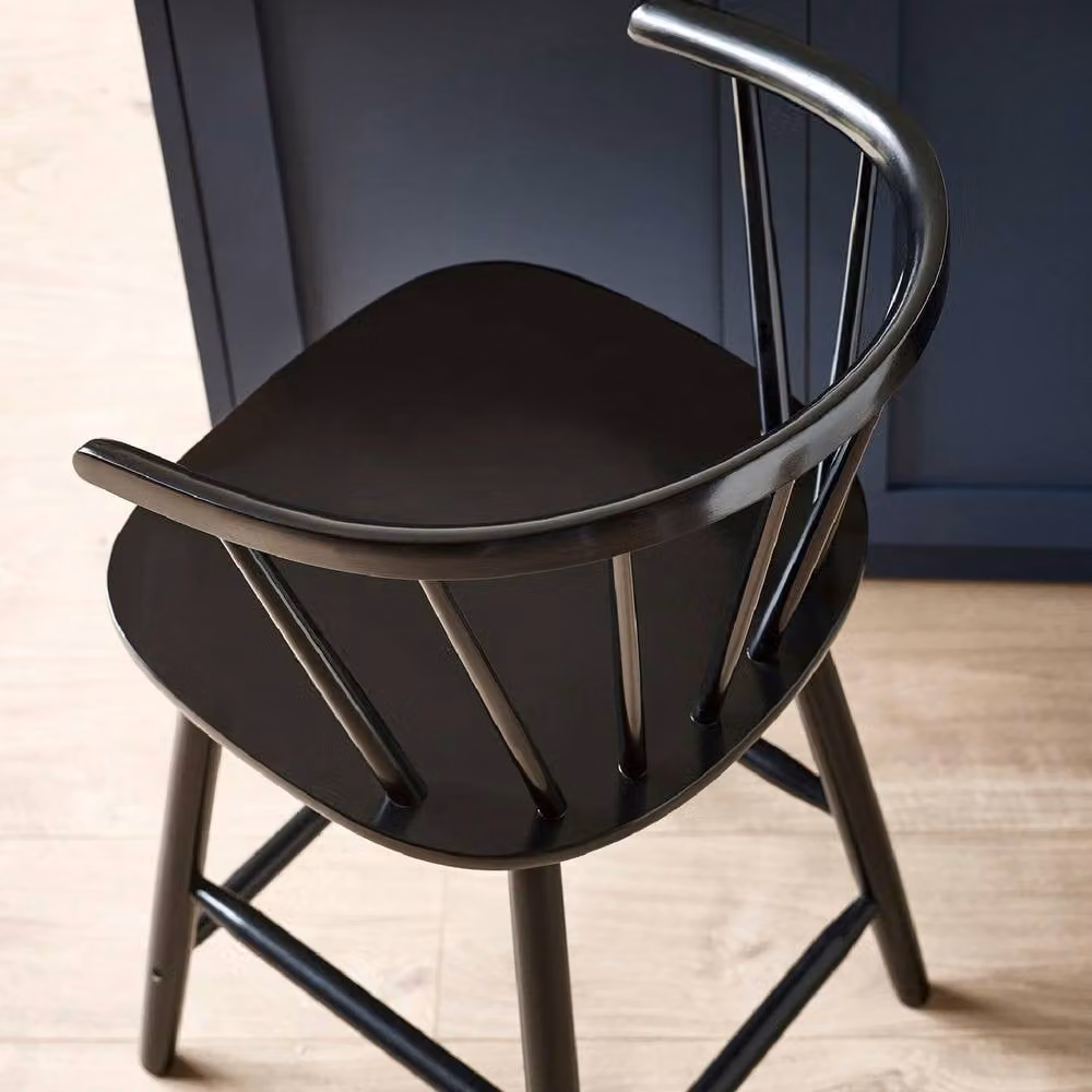netfurniture Mayfair Black Solid Oak Wood Bar Stool – 6