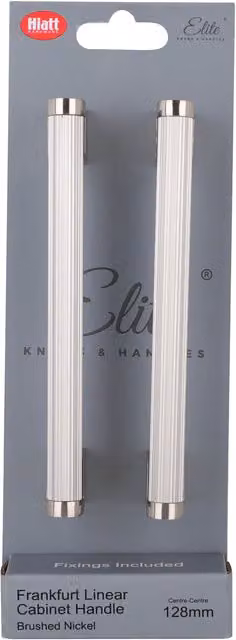 Elite Knobs & Handles Pack of 2 Frankfurt Linear Bar Cabinet Handles in Brushed Nickel Silver, 128mm