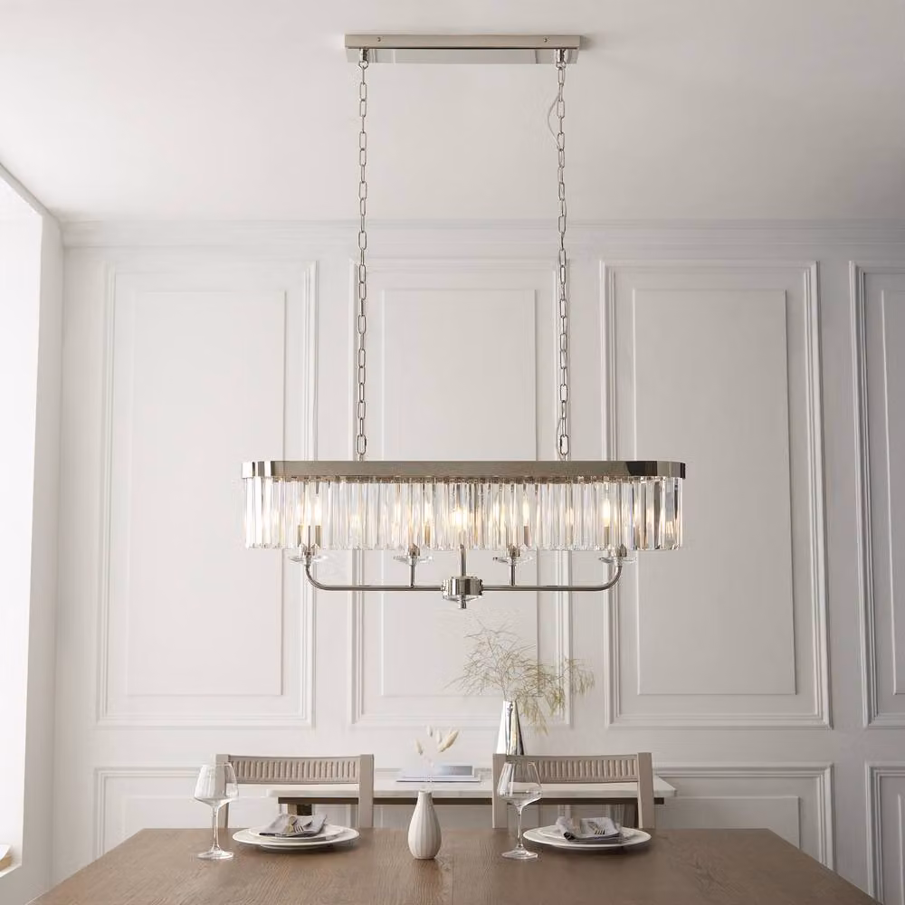 Netlighting Ascoli Bar Pendant Light in Grey with Transparent Cut Glass and 4 x 6W E14 LED Bulbs – 2