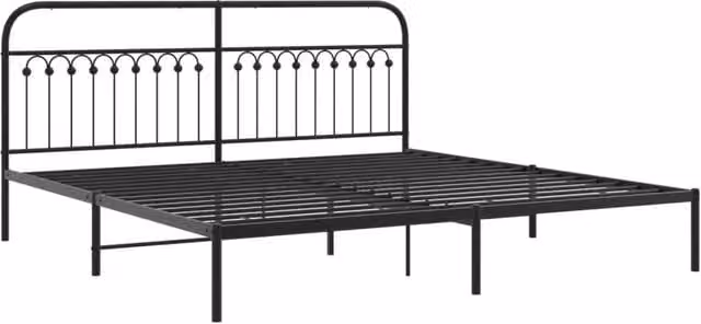 Berkfield Home Metal Bed Frame with Headboard, Black, W/D/H: 198 x 100 x 207 cm
