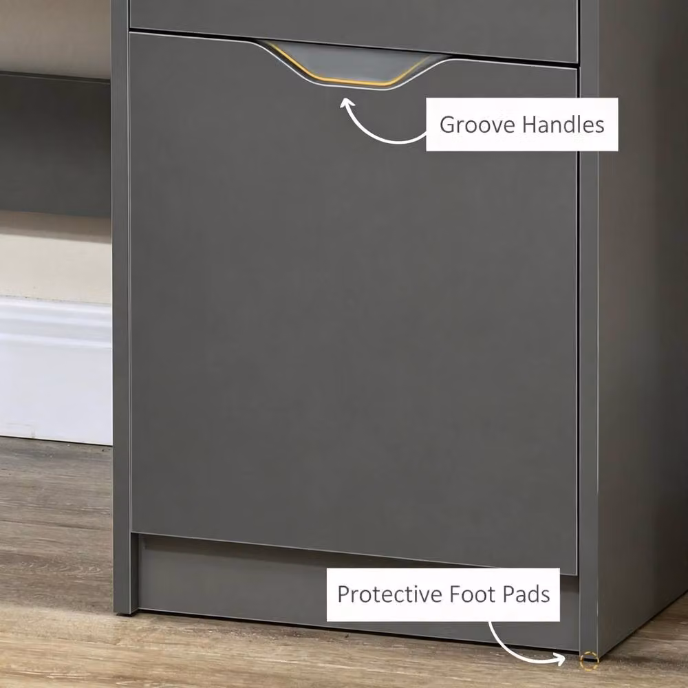 STILVORA Grey Glossy Modern Computer Desk with Drawer Unit, W: 120 cm, D: 60 cm, H: 76 cm – 4