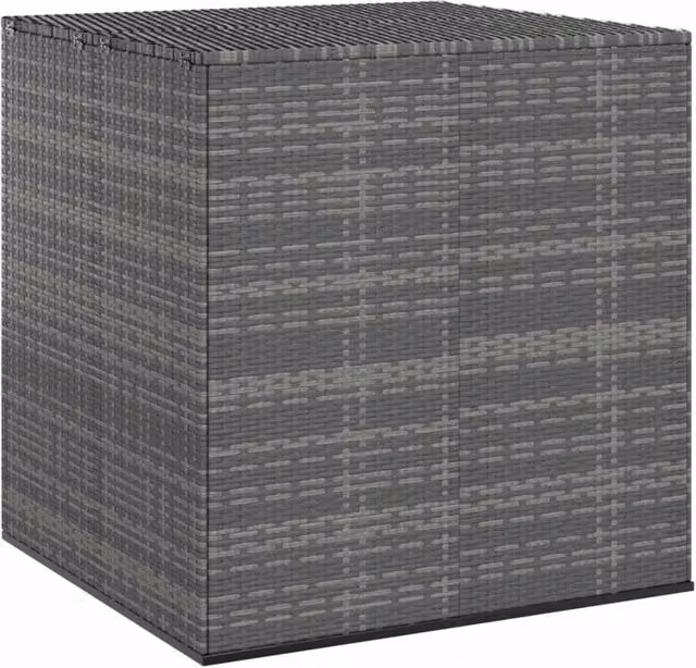 Berkfield Home Garden Cushion Box in Grey PE Rattan, W/D/H: 100 x 97.5 x 104 cm
