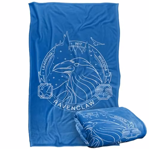 Warner Bros. Harry Potter Ravenclaw Line Art Badge Super Soft Fleece Throw Blanket, Multicolour, W: 91.44 cm, L: 147 cm – 1