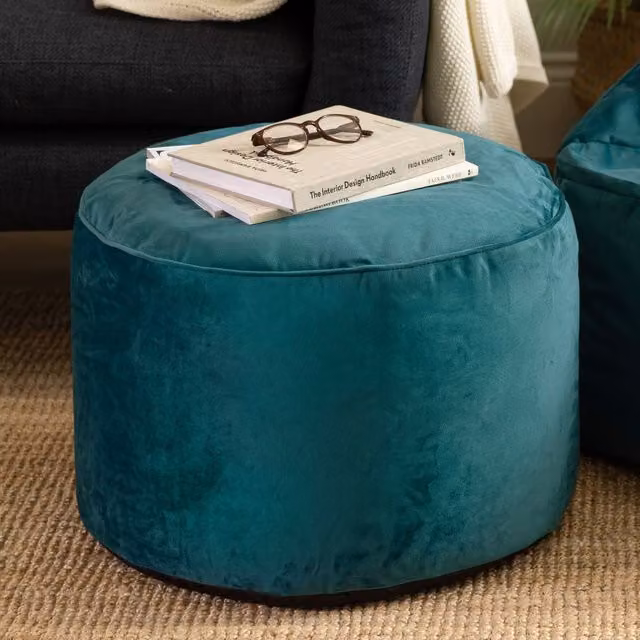 ICON Milano Round Velvet Pouffe in Green, Blue or Petrol – 2