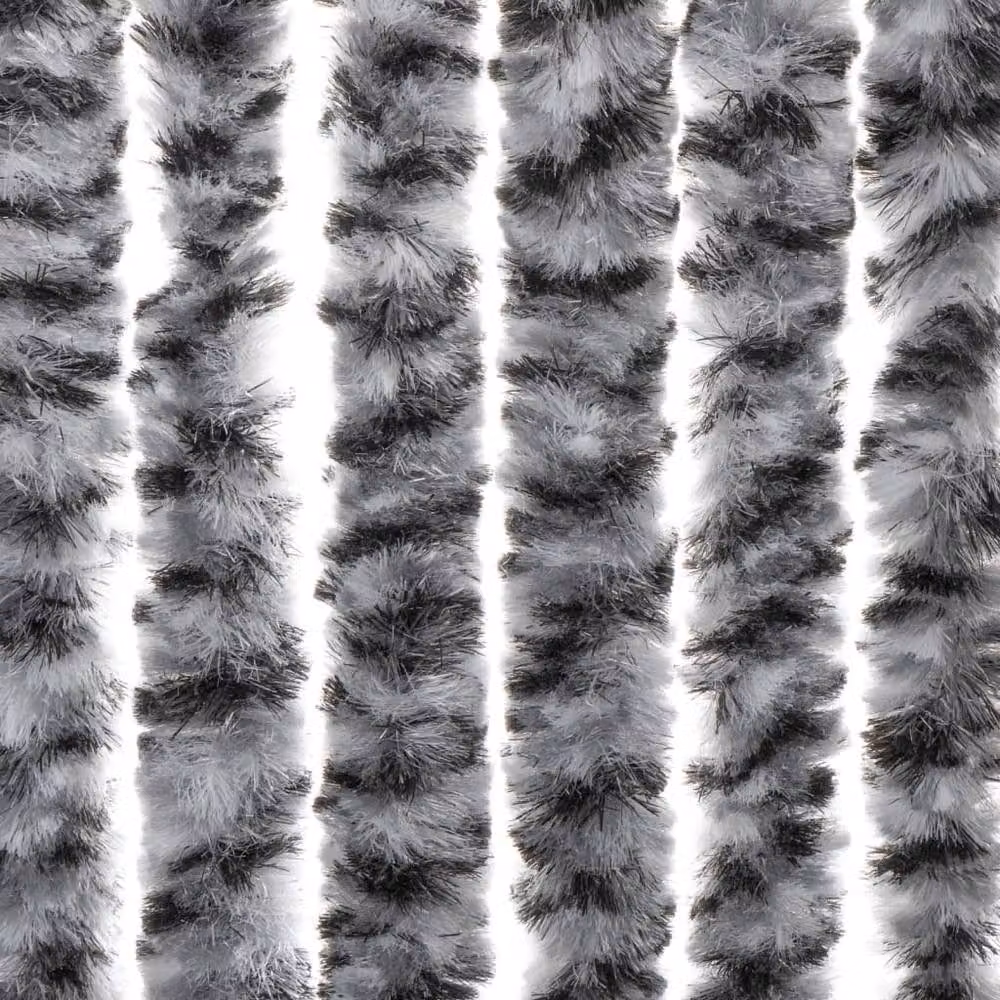 Berkfield Home Striped Chenille Fly Curtain in Grey, Black and White, W: 56 cm, H: 200 cm – 5