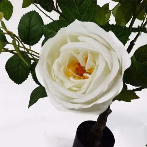 Leaf Design UK Realistic White Artificial Rose Floral Tabletop Tree – 3