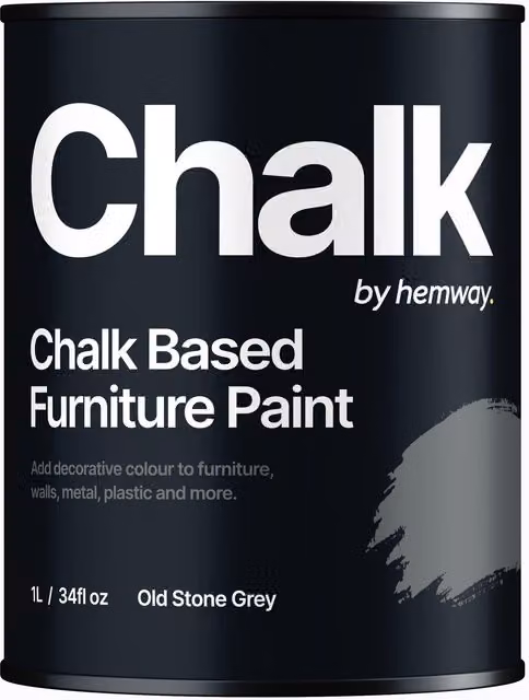 Hemway Chalk Based Furniture Paint in Old Stone Grey, Flat Matt, 1L