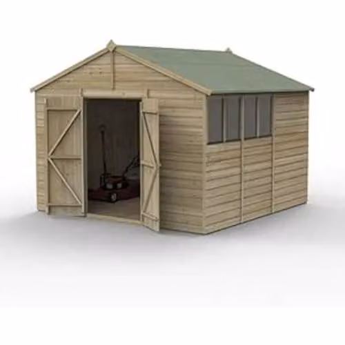 Forest Garden Gable Apex Wooden Shed in Brown or Green, W/D/H: 304.8 x 304.8 x 244.1 cm – 1