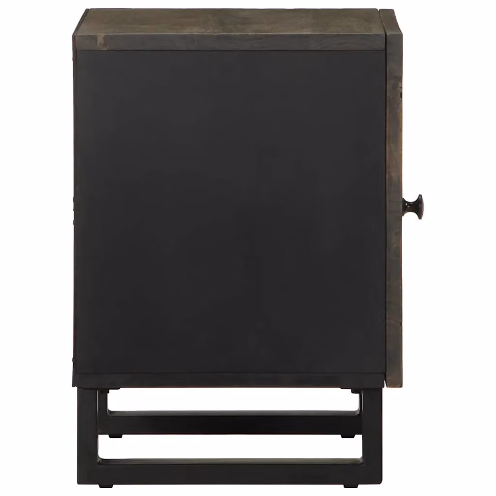 Berkfield Home Set of 2 Black Solid Mango Wood Bedside Cabinets, W: 40 cm, D: 33 cm, H: 46 cm – 3