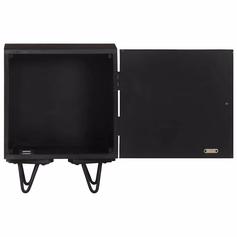 Berkfield Home Black Solid Mango Wood Bedside Cabinet with Brass Front, W/D/H: 40 x 30 x 50 cm – 4