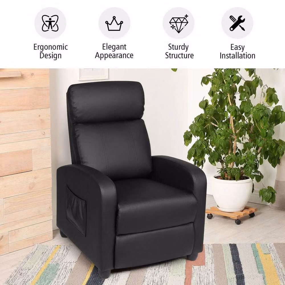 Kelvenix Modern Upholstered Recliner Armchair in Black – 5