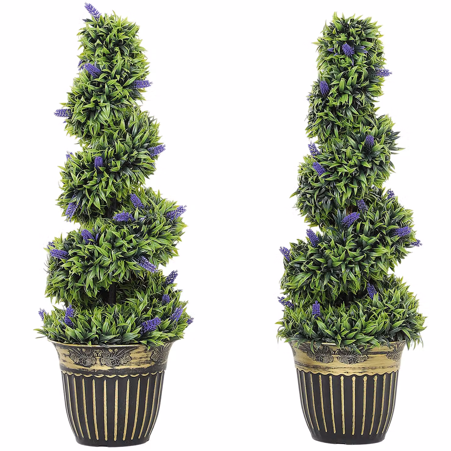 HOMCOM Set of 2 Blue Decorative Artificial Lavender Plants in Concrete Pots, Height: 90 cm – 2