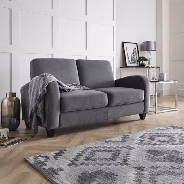 Ashfield Grey Chenille 2 Seater Sofa with Solid Wood Frame