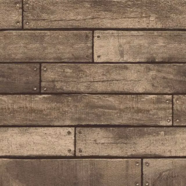 Fine Decor Rustic Wood Planks Paper Wallpaper in Brown and Black
