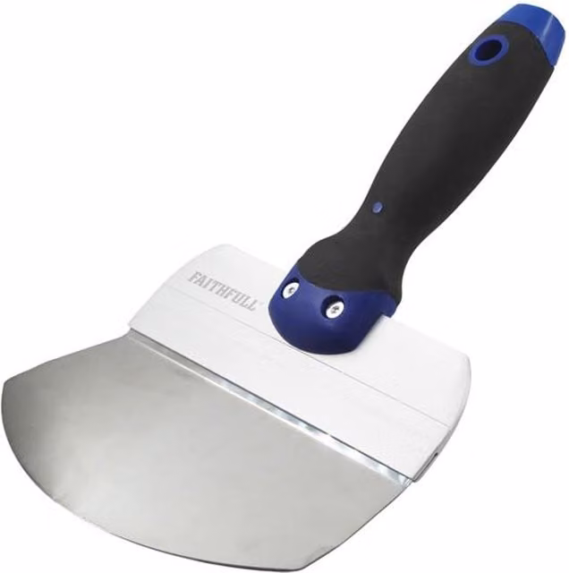 Faithfull Soft-Grip Curved Blade Bucket Trowel, Stainless Steel, Blue