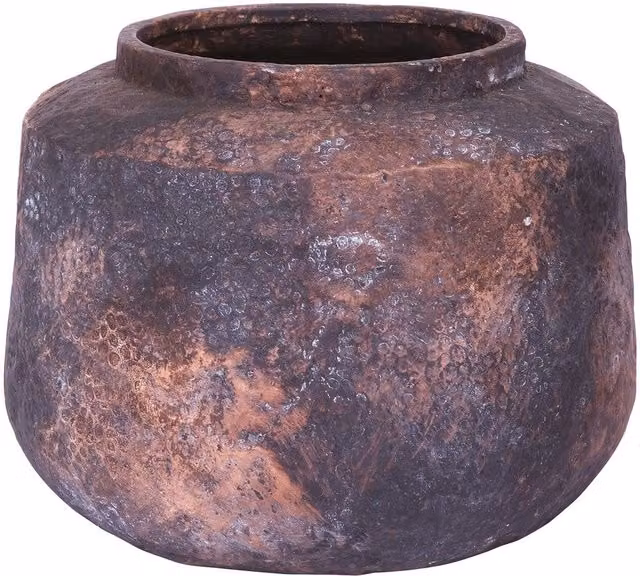 Bloom Vintage Style Terracotta New York Ceramic Vase in Brown and Orange, H: 20 cm, Diameter: 26 cm
