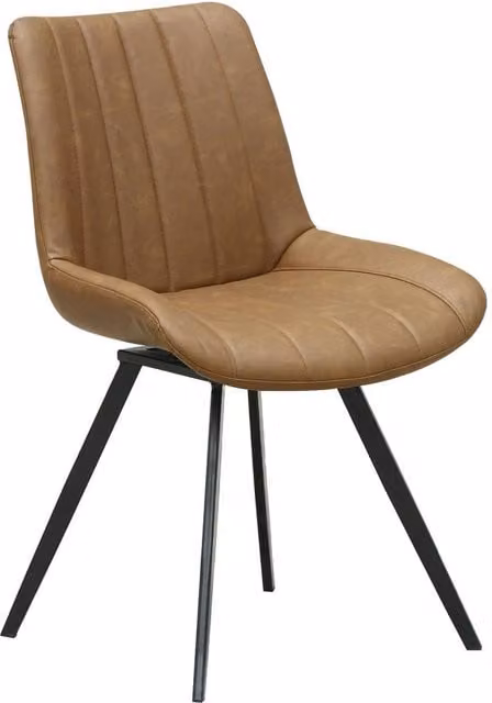 Hill Interiors Malmo Swivel Dining Chair in Brown Synthetic Leather and Metal