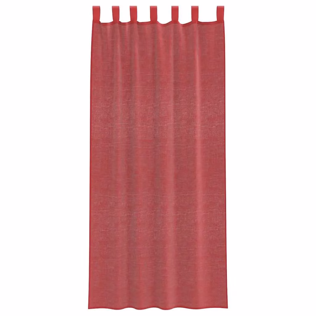 Berkfield Home Red Transparent Voile Fabric Panel Curtains with Tabs, 2 Pack, W: 140 cm, H: 245 cm – 3