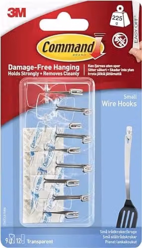 3M Command Small Clear Wire Hooks with 12 Adhesive Strips – 1