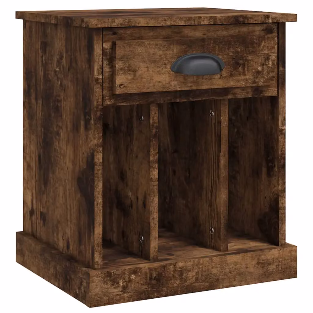 Berkfield Home Set of 2 Smoked Oak Bedside Cabinets in Brown, W/D/H: 43 x 36 x 50 cm – 4