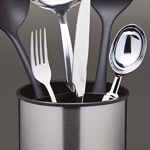 MasterClass Rotating Stainless Steel Utensil Holder, Silver, W: 18.5 cm, D: 14 cm – 3