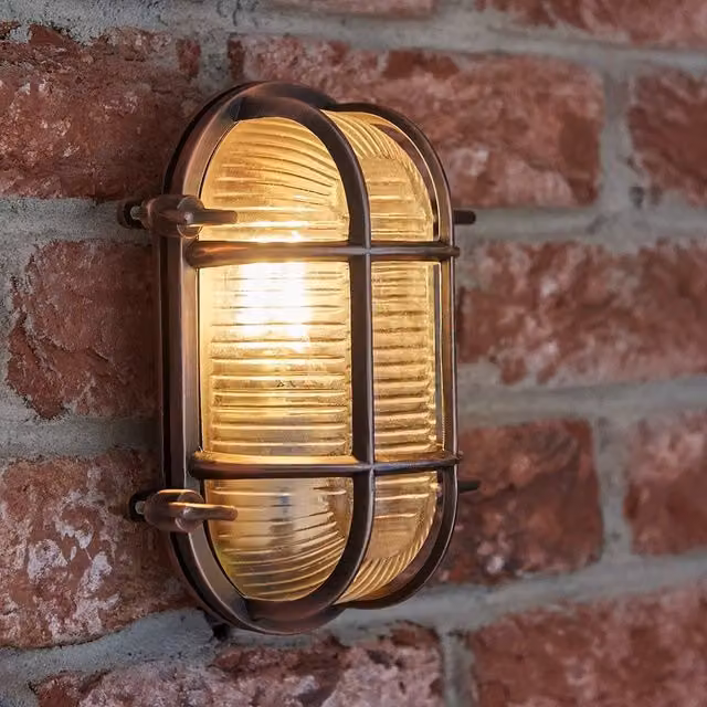 ValueLights Bow Oval IP64 Outdoor Garden Wall Light in Copper with Warm White Bulb