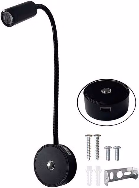 NESTLUNE 12V LED Dimmable Touch Control Interior Spot Light in Black for Camper Van, Boat or Caravan