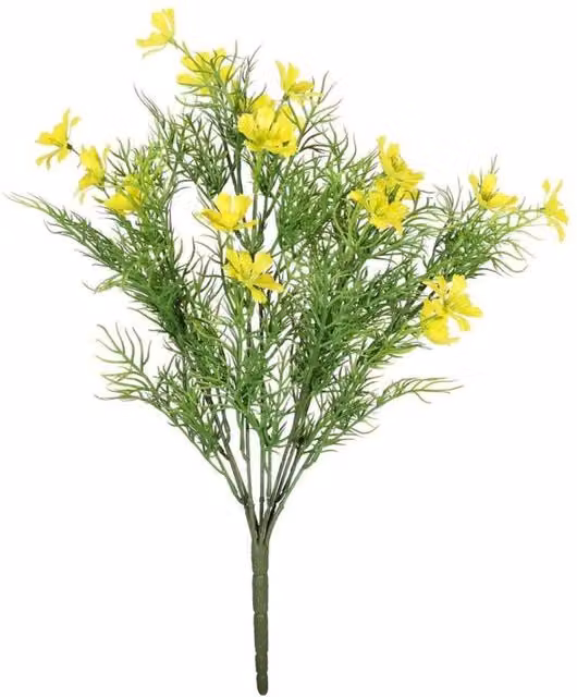 KDMD Yellow Cosmos Bush UV Exterior Plastic Floral Decoration 42 cm