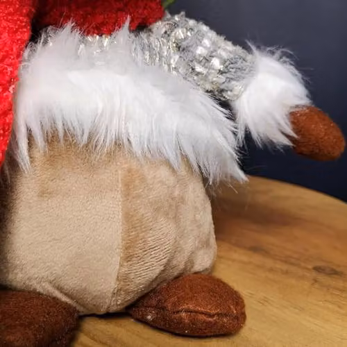 Samuel ALEXANDER 38cm Plush Reindeer Christmas Tabletop Decoration in Grey, Brown and Red – 3