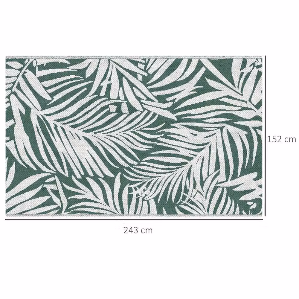 VOGREX Reversible Floral Outdoor RV Rug in Green and White, W/D/H: 150 x 240 cm – 2