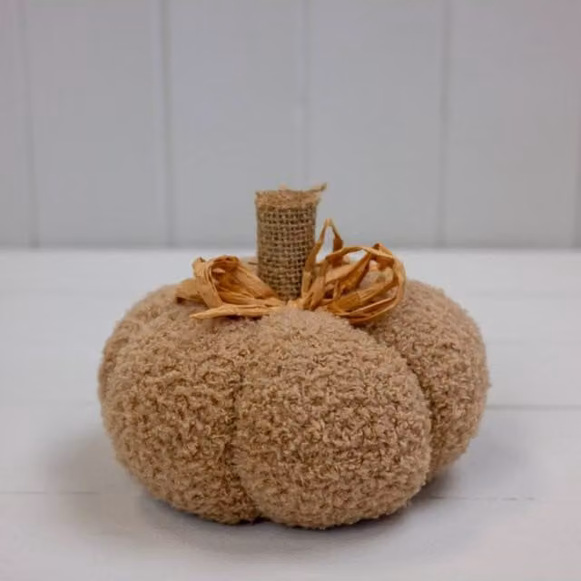 KDMD Caramel Fabric Pumpkin in Light Brown for Autumn and Halloween Decor