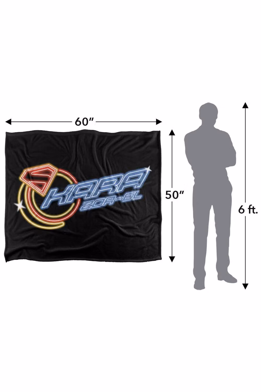 Warner Bros. Supergirl 2026 Neon Glow Kara Zorel Multicolour and Black Silky Touch Super Soft Polyester Throw, Extra Large – 3
