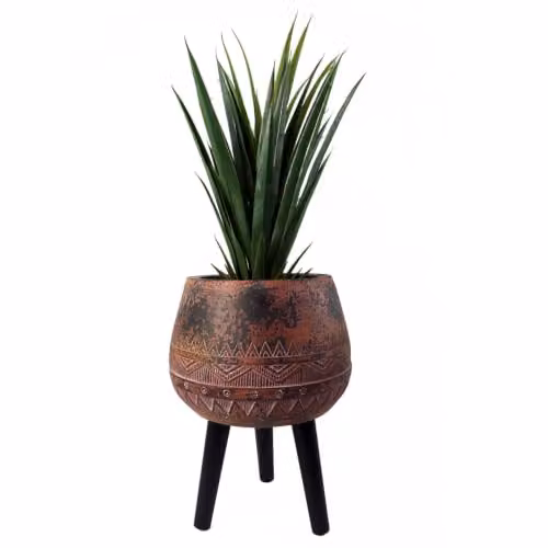 Leaf Design UK Large Zaturn Plant Pot in Brown Fibreglass, H 44 cm, W 30 cm, D 30 cm – 2