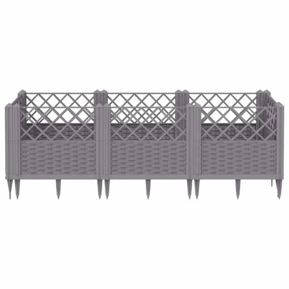 Berkfield Home Garden Planter with Pegs in Light Grey, W/D/H: 123.5 x 43.5 x 43.5 cm – 3