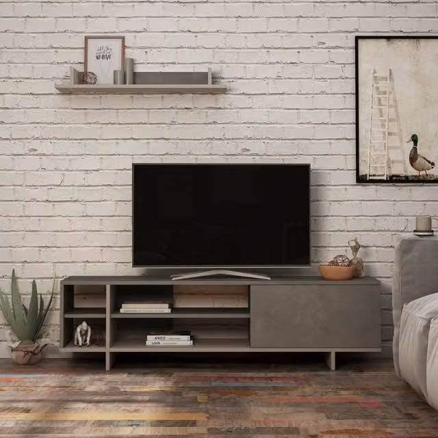 Decortie Modern TV Stand in Grey and Brown