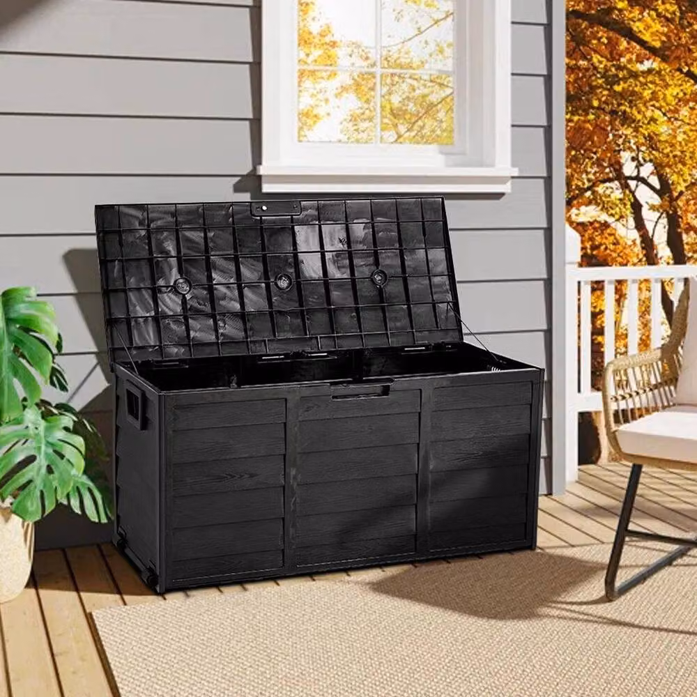 KORVIXA Black Outdoor Garden Storage Box, W/D/H: 100 x 100 x 54 cm – 4