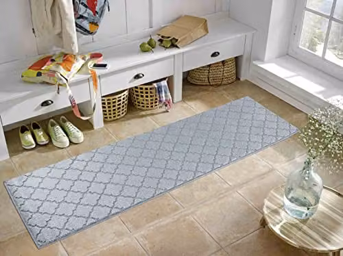 Desire Rugs Ivy Non-Slip Trellis Hallway Runner Mat, Dark Grey, W: 80 cm, L: 300 cm