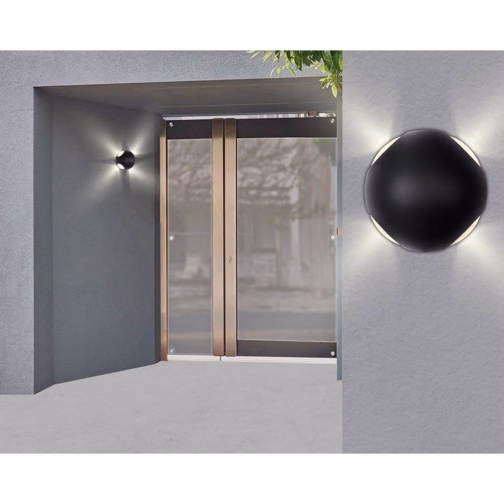 Netlighting Slice Modern Outdoor Wall Lamp in Matt Black with Transparent Glass Shade, LED 3000K Warm White, IP54 Rated – 3