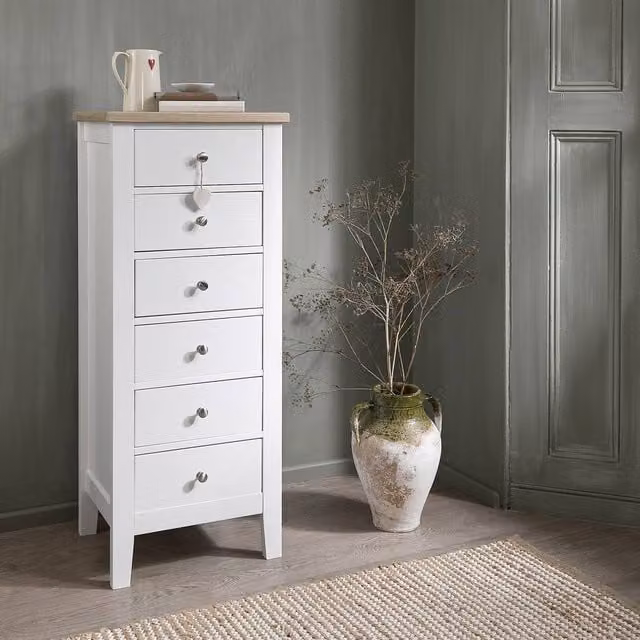 Nöa and Nani Leines 6 Drawer Tall Chest of Drawers in White and Oak – 1