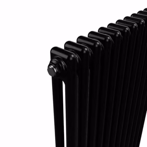 Lux Heat Black Vertical 2 Column Traditional Steel Radiator H 150 cm x W 47 cm x D 10.7 cm – 2