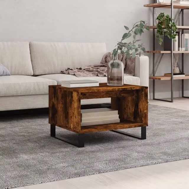 Berkfield Home Smoked Oak Coffee Table in Brown, W/D/H: 60 x 50 x 40 cm