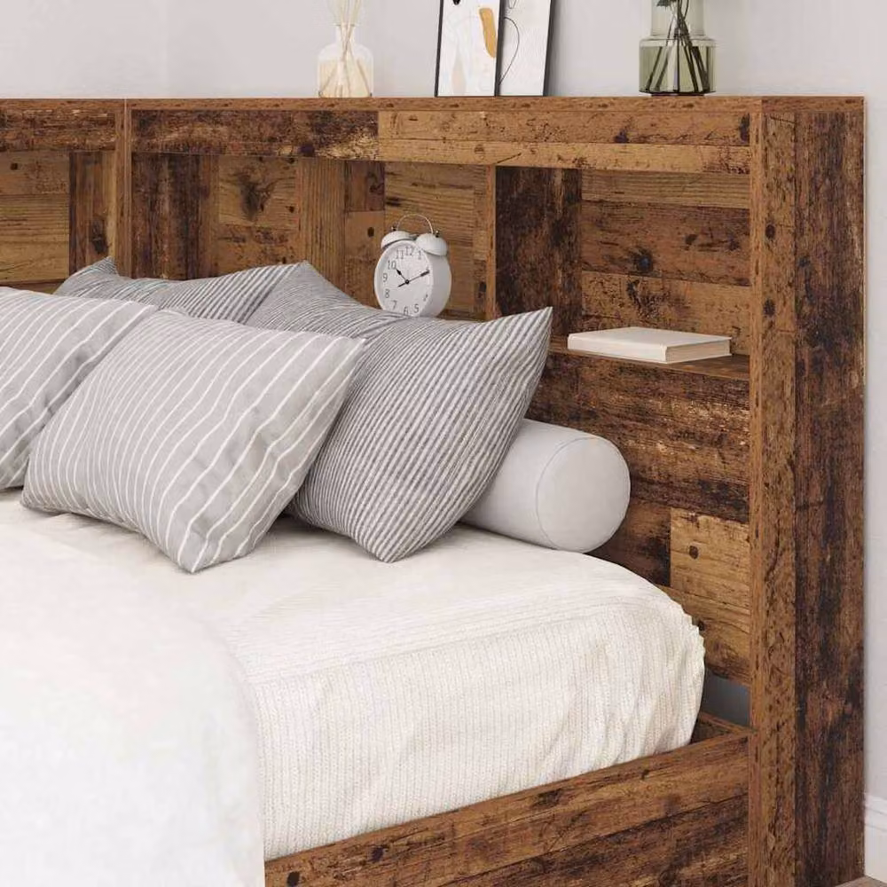 Berkfield Home Storage Headboard with Shelf in Old Wood Brown, Width: 120 cm – 4