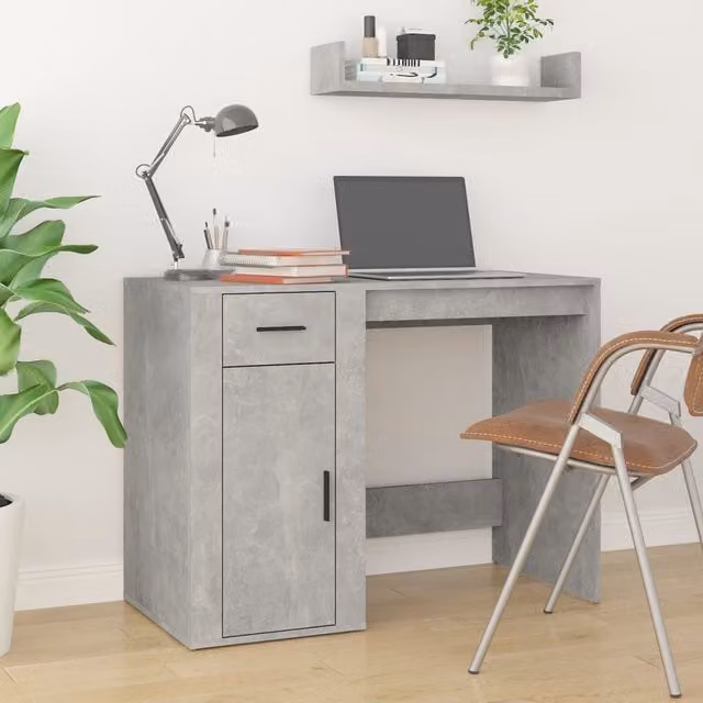 Berkfield Home Modern Computer Desk in Grey, W/D/H: 100 x 49 x 75 cm