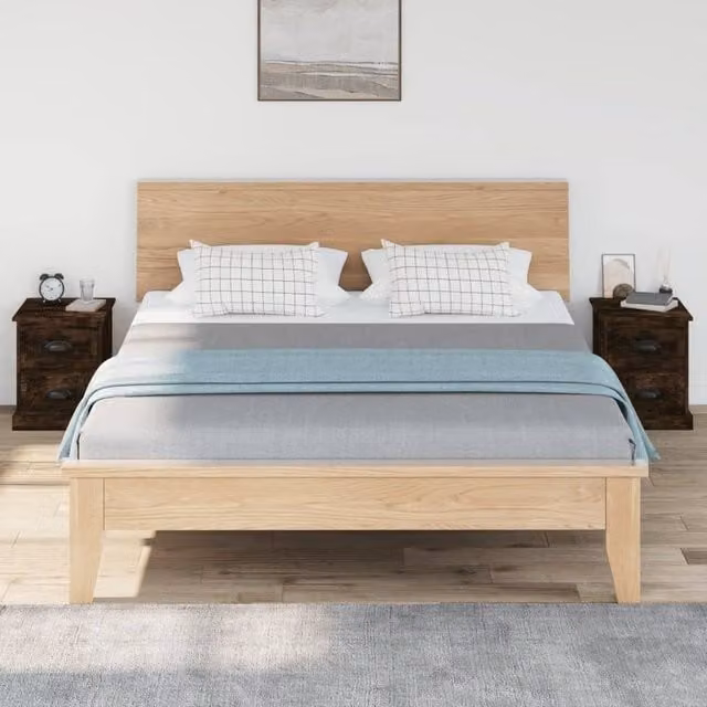 Berkfield Home Set of 2 Durable Bedside Cabinets in Smoked Oak Brown, W/D/H: 39 x 39 x 47.5 cm
