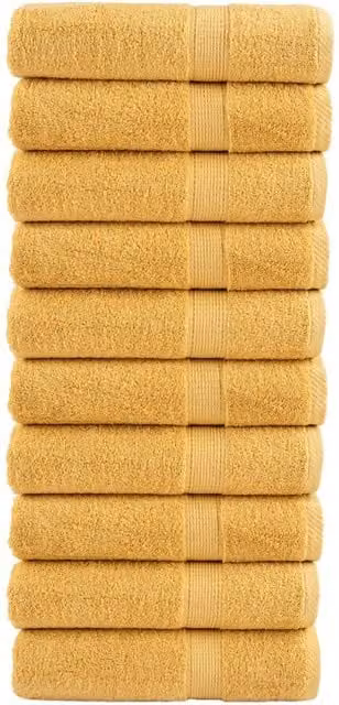 Berkfield Home SOLUND Premium Cotton Terry Hand Towels, Gold, 10 Pack, W: 50 cm, L: 100 cm, 600gsm – 1